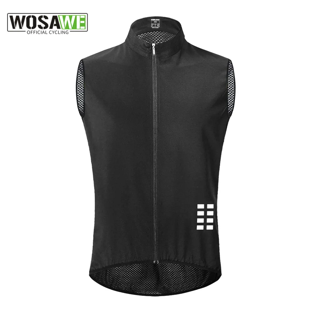 WOSAWE Reflective Cycling Vest - Windproof, Water-Repellent Gilet With Chest Pocket For Running & Biking
