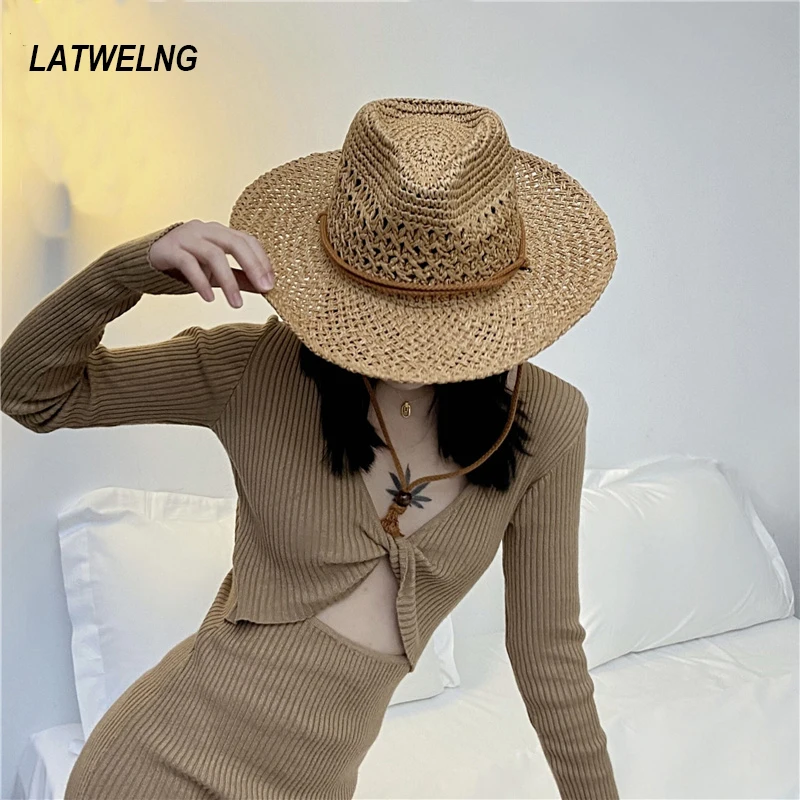 Mens Straw Hats Sun Protection, Straw Cowboy Hat Summer Men