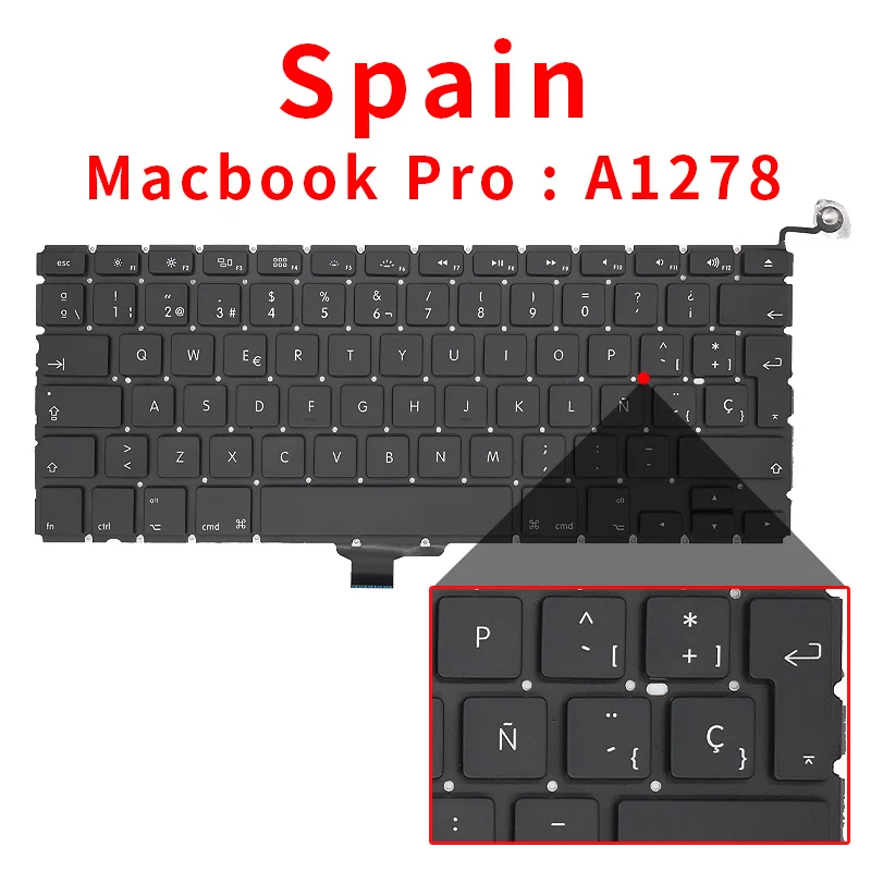 Teclado do Portátil para Macbook Pro 13 A1278 Eua Reino Unido Russo Alemão Francês Espanha Brasil Italiano Portugal pt Turquia tr Tailandês - Imagem 6