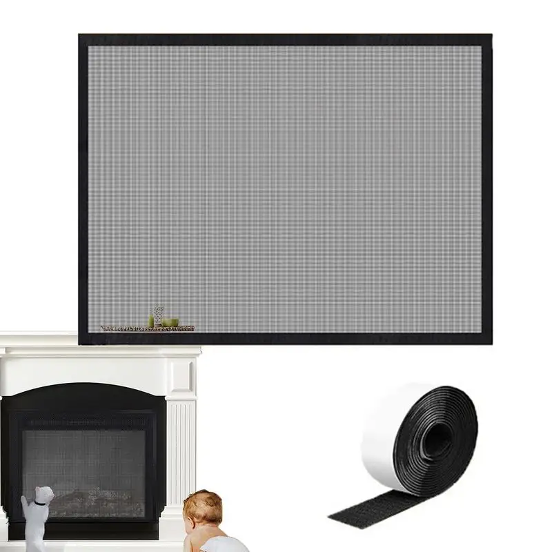 

Fireplace Mesh Doors Safety Screen Fireplace Doors Cover Black Woven Mesh Fireplace Protection Accessory For Solid Wood Brick