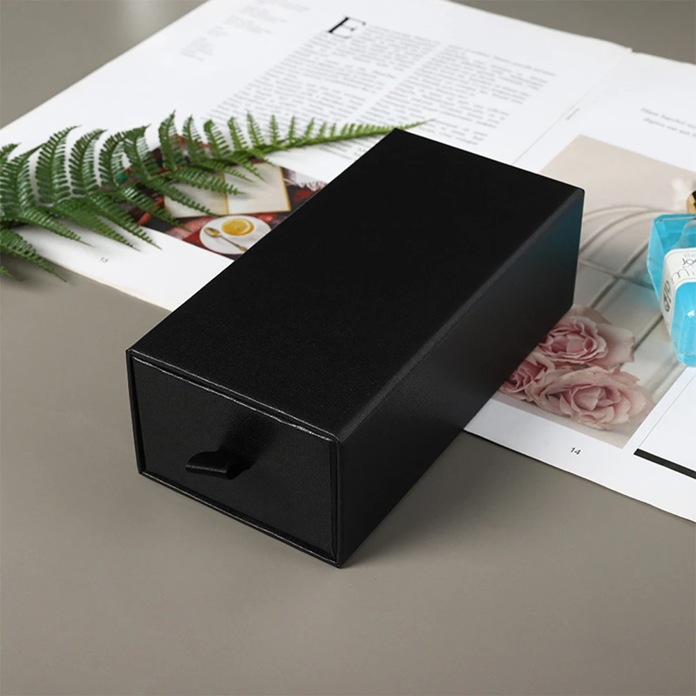 5pcs/lot Drawer Type Glasses Packing Box Black Hand Gift Boxes Perfume Lipstick Present Slide Box Case Business Card Package