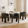 Modern Boucle Dining Chairs Set of 6 Barrel Sherpa Chair, Upholstered Accent Chair with Arms Comfy Side Chair Accent Chair 4