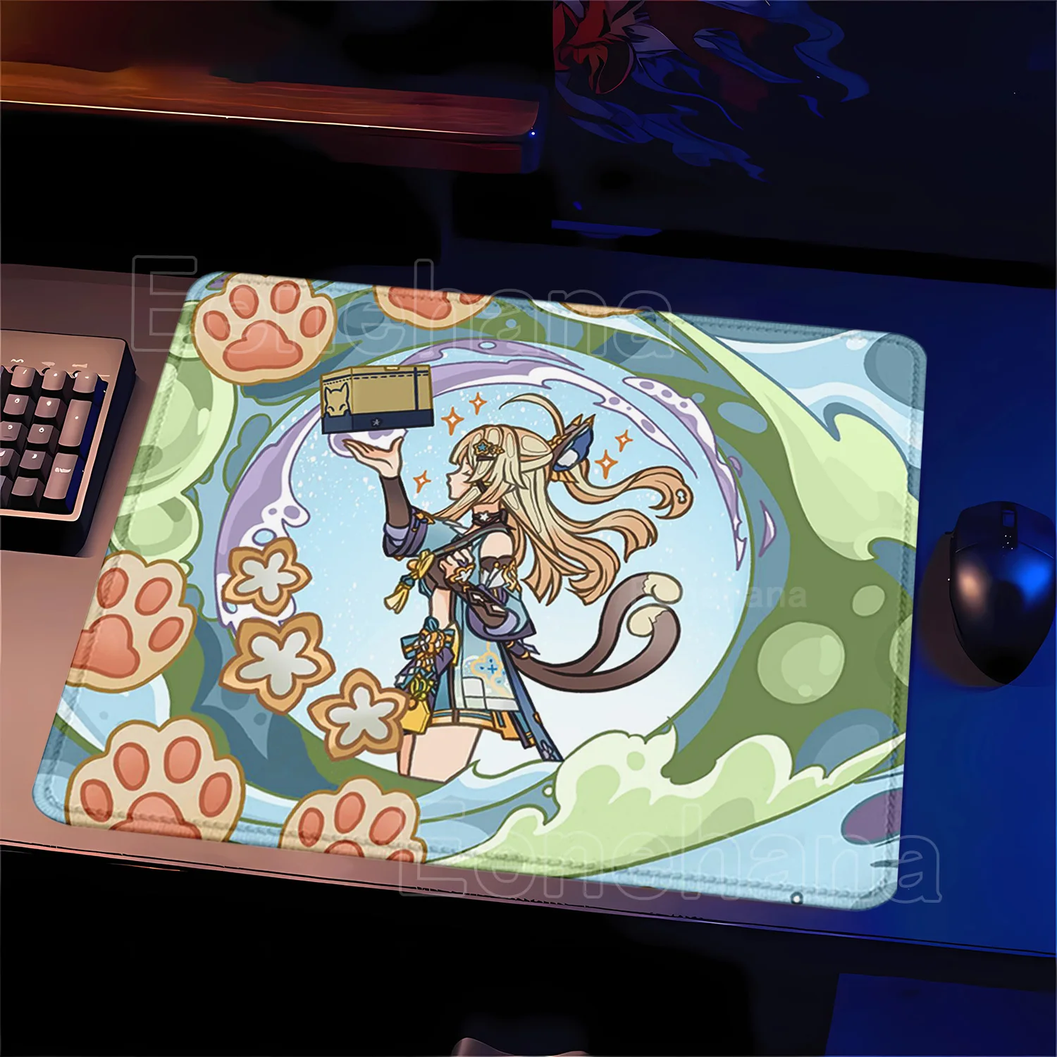Enhanced Product Title:  
Premium Genshin Impact Themed Small Mouse Pad - Anti-Slip Rubber with Lock Edge