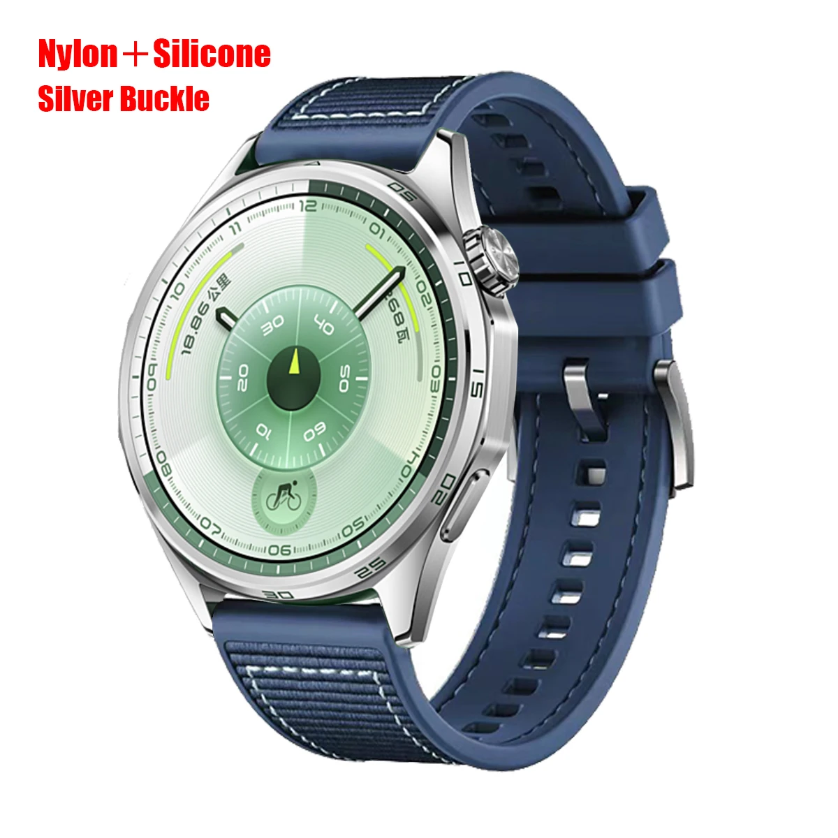 Premium Adjustable Nylon + Silicone Watch Strap, 22mm Bracelet Correa