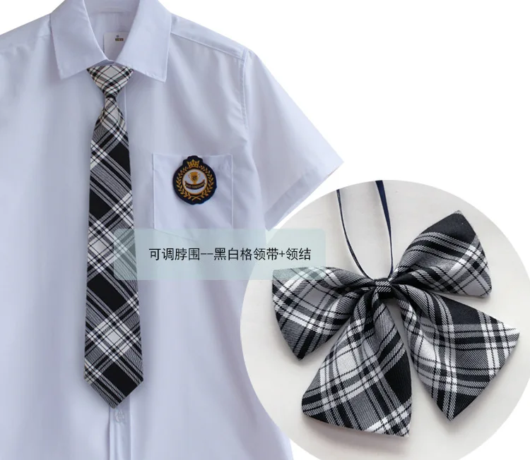 JK Fashion Mädchen verstellbare karierte Krawatte und Fliegen Japan Korea Schule Frauen Uniform Anime Bowknot Krawatten – Detail 2