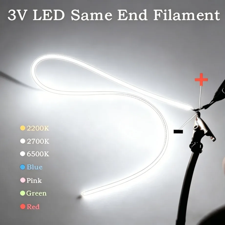 300mm LED 동일한 끝단 필라멘트 3V 초슬림 플렉시블 스트립 레트로 에디슨 전구 필라멘트 DIY 다이오드 부품 DIY 램프 전구 제작용