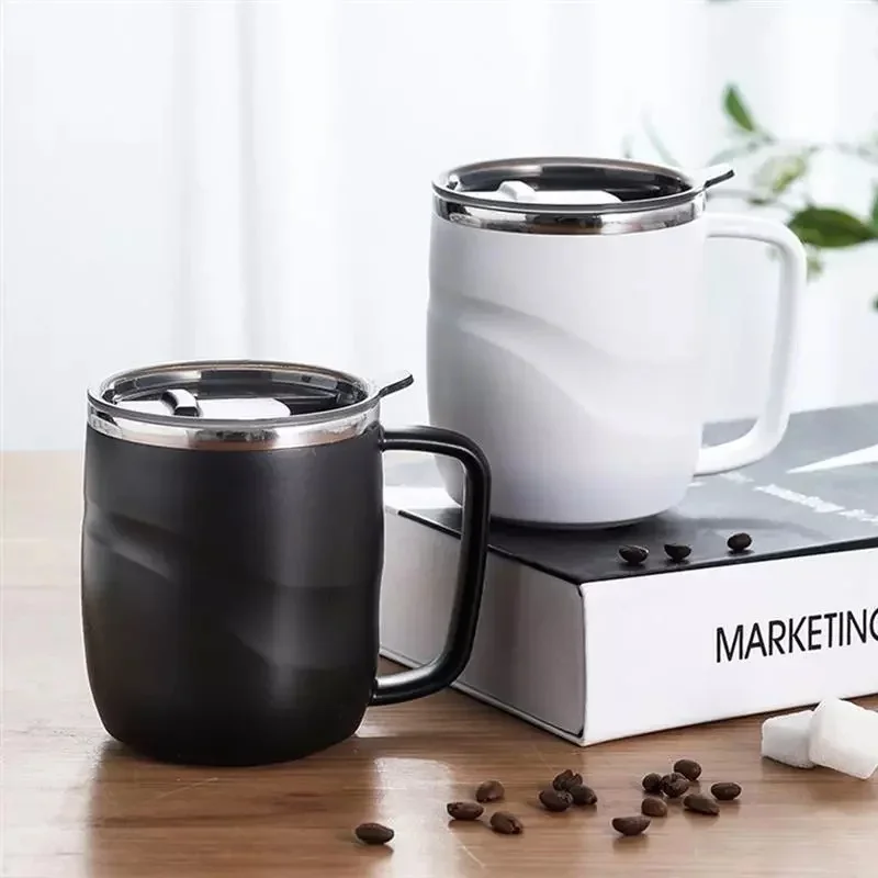 

Stainless Steel Insulated Coffee Mug with Sliding Lid Vacuum Travel Mug with Handle Camping Tea Flask for Hot Cold Drinks