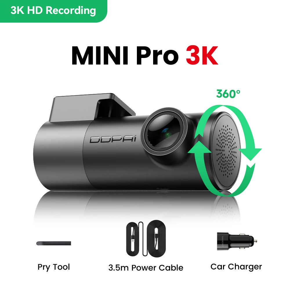 DDPAI 3K Dash Cam MINIPro 3K Smart Voice Control 24H Parking Mode Video Recorder NightVision Car Camera Dashcam