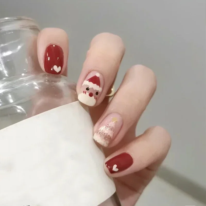 Christmas Sticker Nail Decal Winter Snowflake Semi-cured Gel Nail Wrap Sticker Long-lasting UV Lamp French Decal Waterproof
