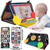 Newborn Tummy Time Mirror Toys 6 12 Months Brain Developmental Baby Mirror Cloth Book High Contrast Black and White Sensory Toys 1
