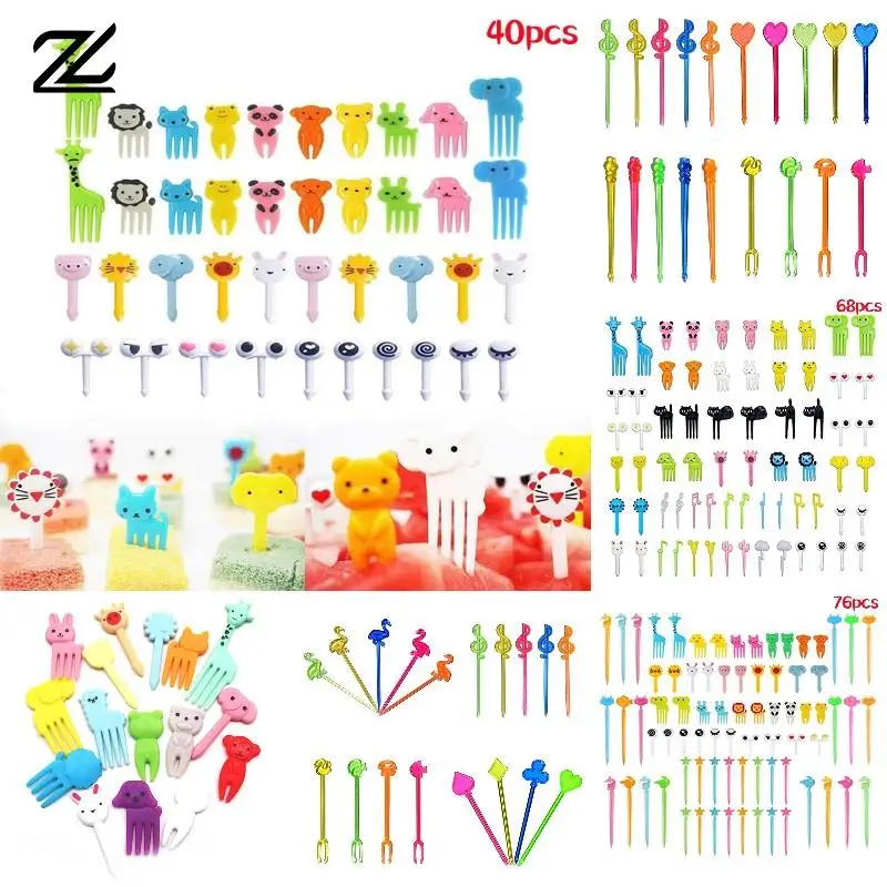 16-100pc Kids Fruit Forks Picks Kid Bento Accessories Chopsticks Mini Cute Children Snack Cake Dessert Food Pick Toothpick Decor