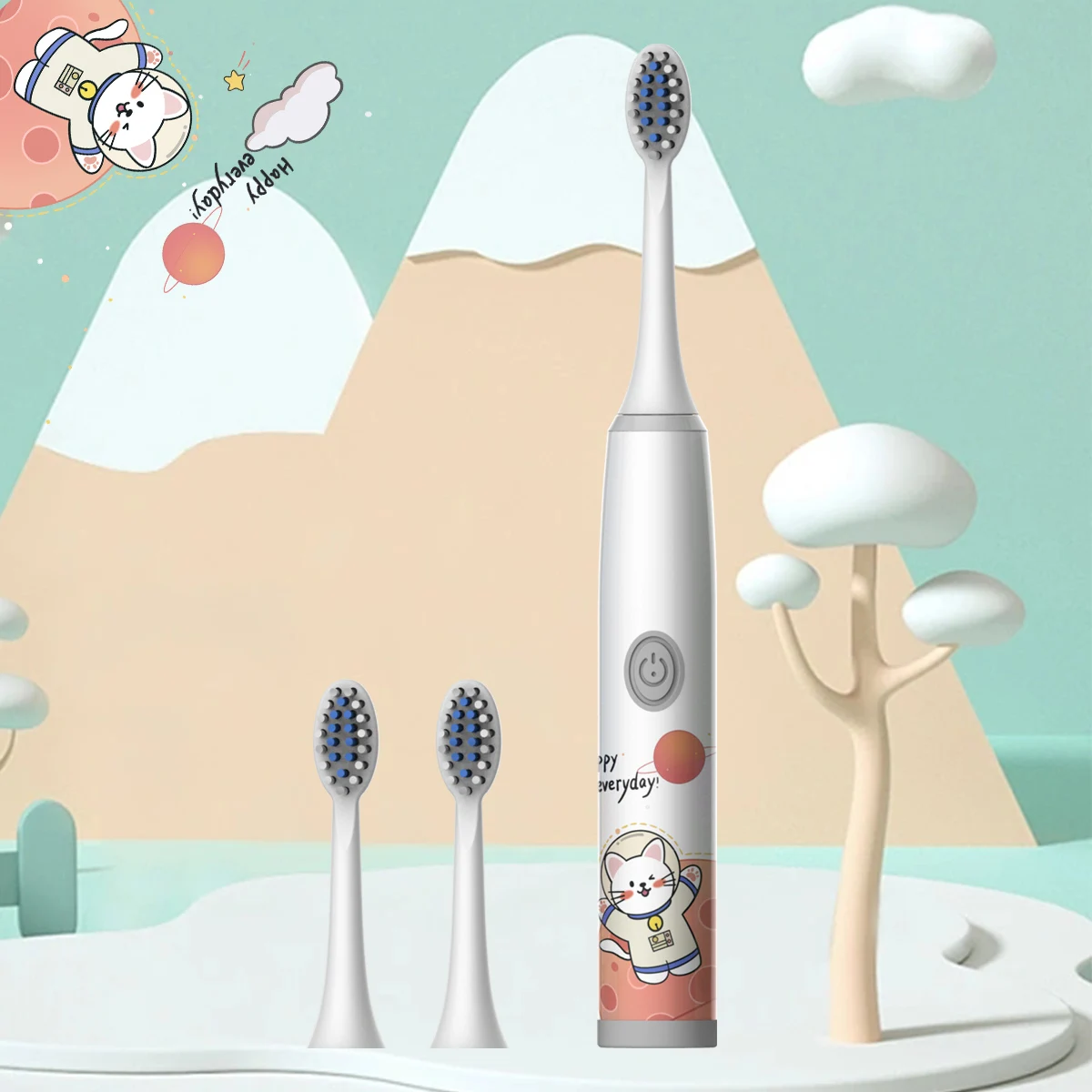 Children's Colorful Cartoon Space Electric Toothbrush with Soft Bristles (Battery Not Included)