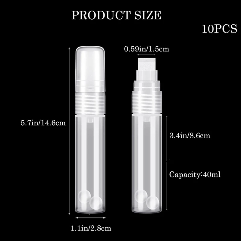 MALL 10 Pack Paint Pens 15 Mm White Empty Acrylic Permanent Marker Clear Acrylic Paint Marker Pens Refillable Pen