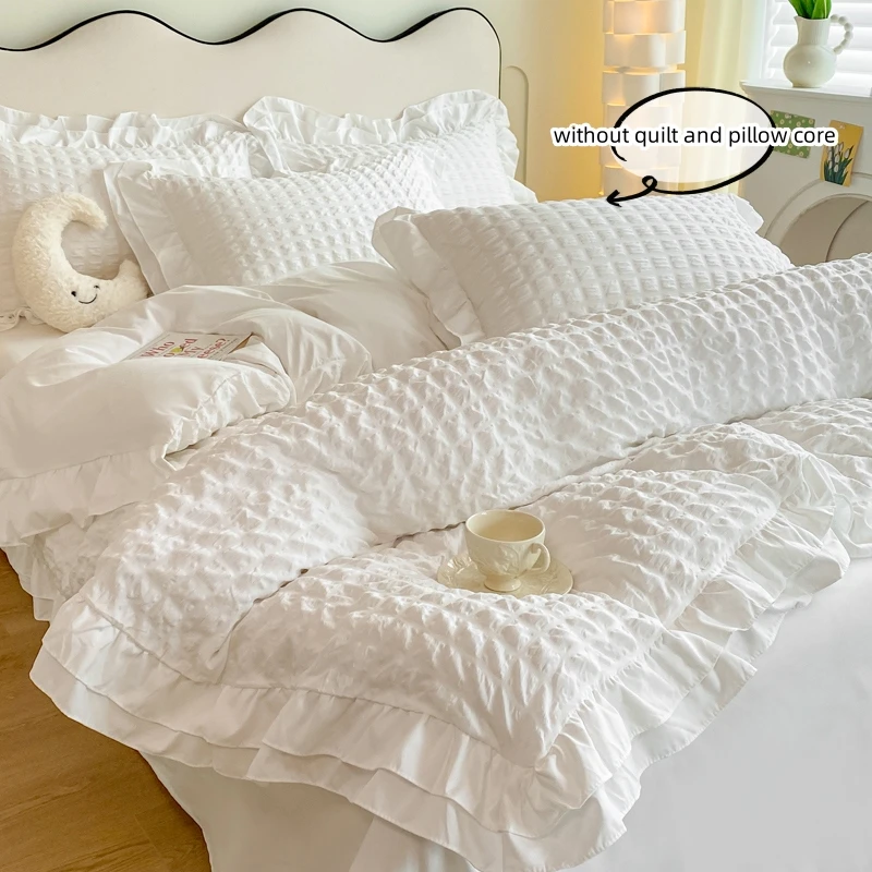 Lace Seersucker Bedding Set 4