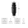 Quiet Food Waste Disposer, 1/2 HP Continuous Feed Garbage Disposal, 375W Easy Install With Stainless Steel Grinding System 5