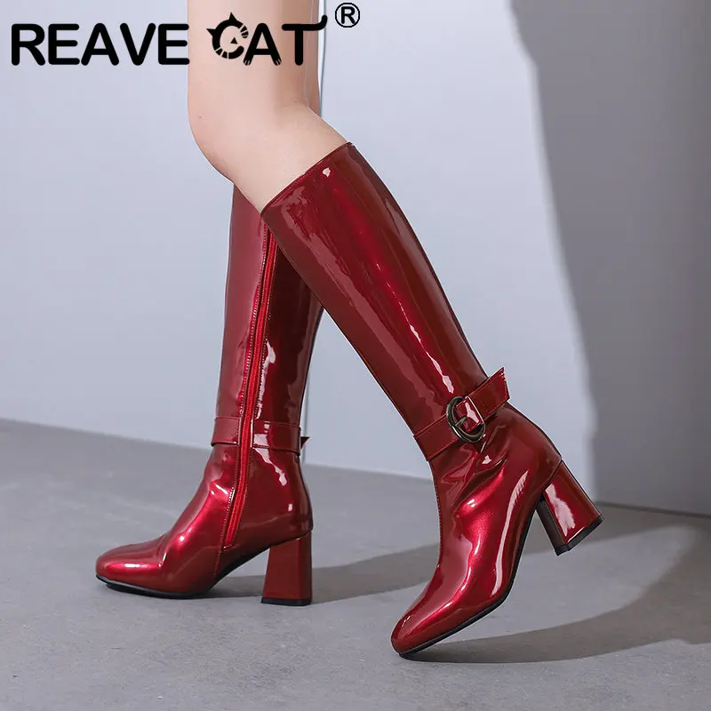 Asos Design Red Block Heels Boots Patent Leather Red Boots Block