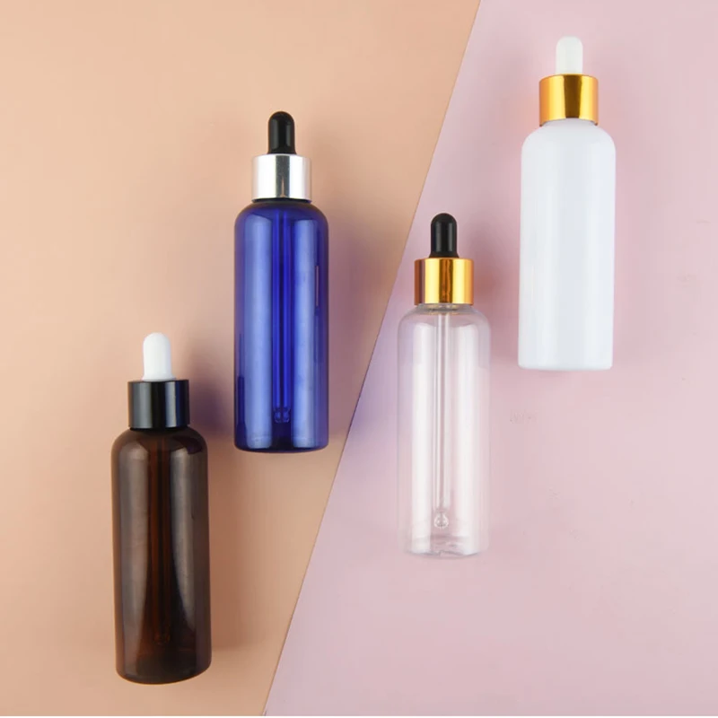 

100ml Refillable Liquid Glass Dropper Bottles white Amber PET Dropper Container Essential Oil Dropper Bottle