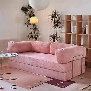 Divano a due posti a compressione scandinava personalizzabile, materiale in velluto a coste espanso ad alta densità per soggiorno camera da letto 1