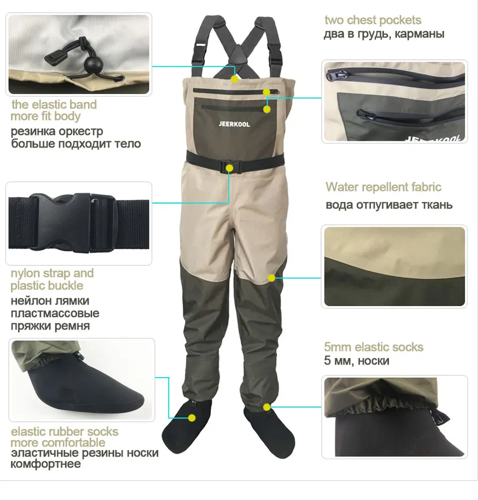 Fishing Waders Durable and Comfortable Breathable Stocking Foot Chest Wader Kits for Men and Women Farm Clothes fly fishing waders