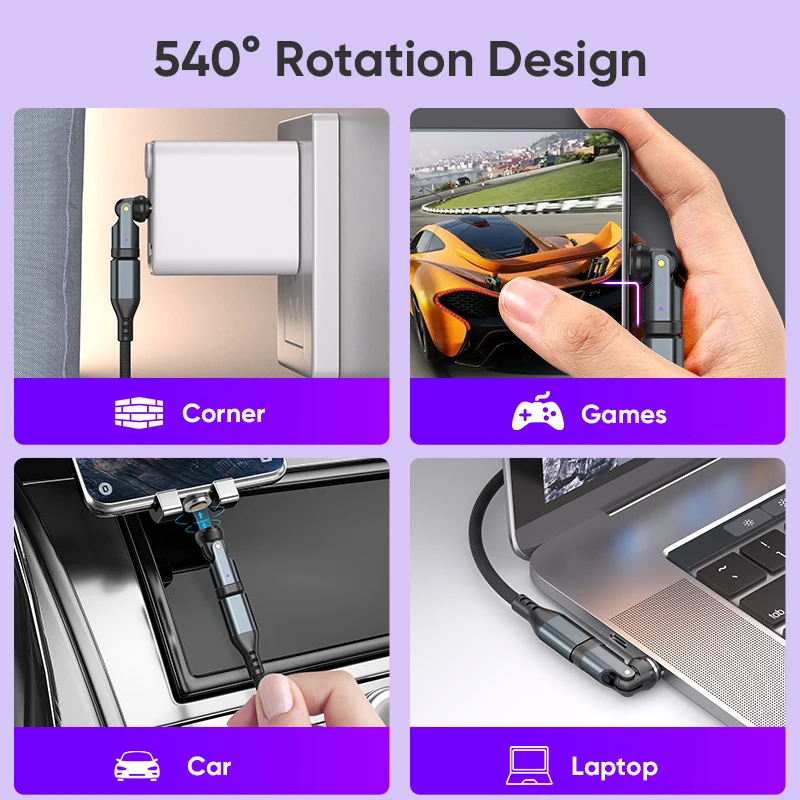 Magnetic 540° USB-C OTG Adapter with PD3.1 240W Fast Charging