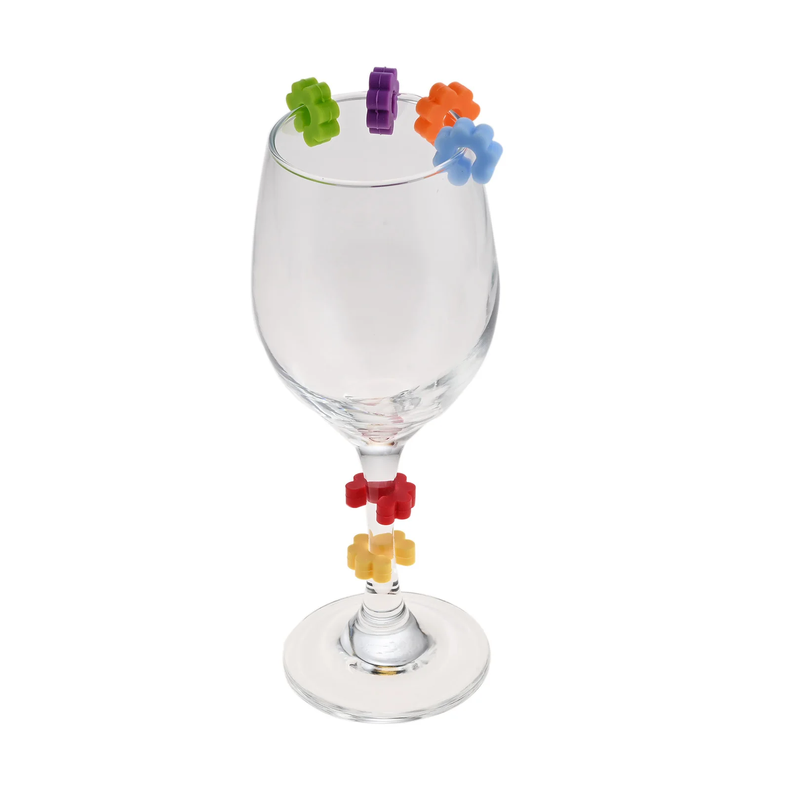 30Pcs Flower Shape Wine Glass Marker Silicone Drinking Glass Identification Tag Colorful Cup Label Bar Party Wedding Supplies