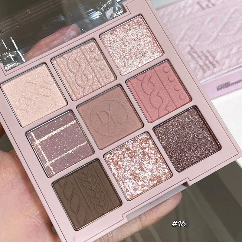9-Color Eye Shadow Palette Glitter Pearly Nude Long Lasting Korean Makeup