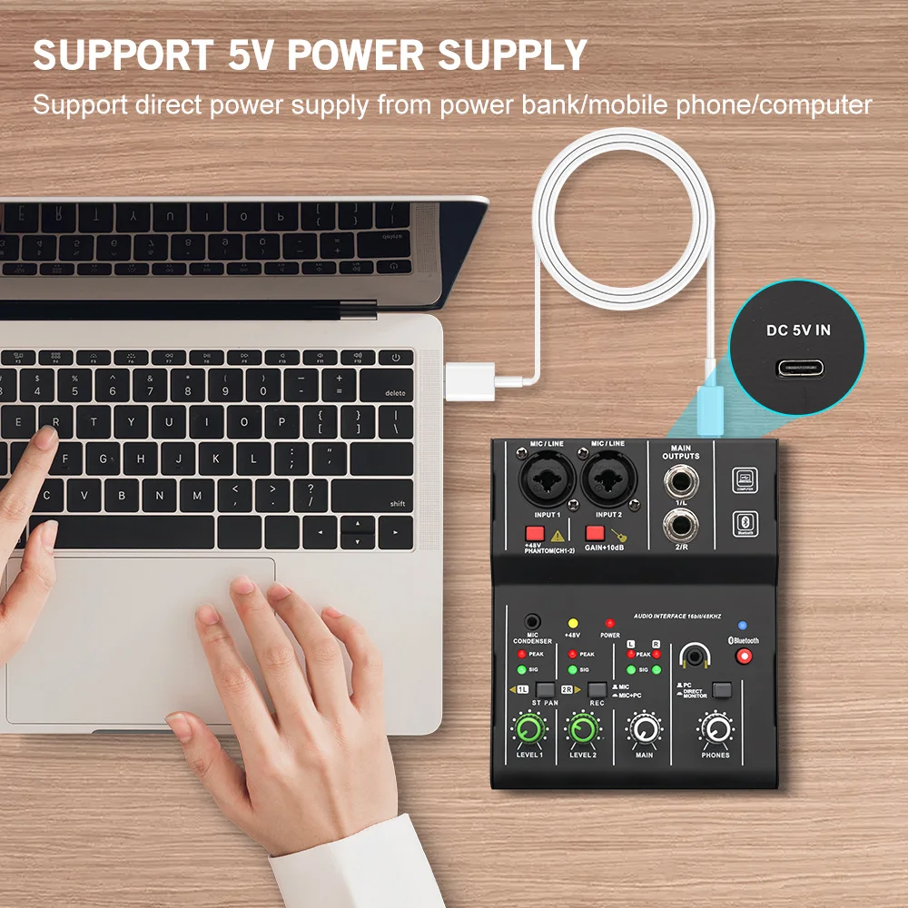 TEYUN Q12 Q12M Professional 2 Channels audio mixer interface sound card console mini USB Recording MIXER for DJ Studio guitar