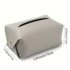Tissue Box Cover - Bathroom Vanity, Bedside Table, Car Decoration Organizer Modern PU Leather Square Tissue Box Holder 5