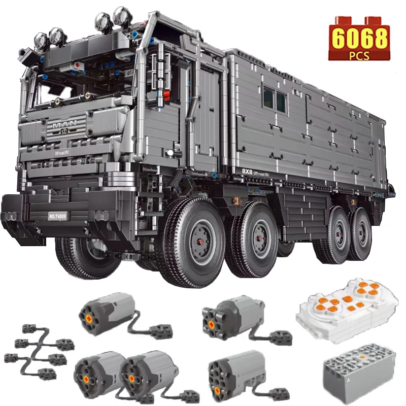

New Idea Technical Car APP Remote Control Truck Model Building Blocks T4009 Moter Power Off-road Rv Assembling Camper SUV Bricks
