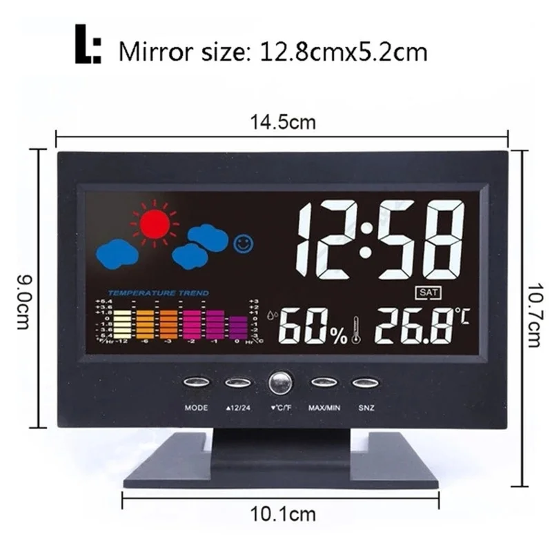 Lcd Digital Clock Weather Clock Digital Desk Clock Digital Clock Weather Station Display Mini Weather Clock Digital Table Clock Led Screen Digital Backlight Indoor Weather Station Snooze Alarm Clock Time/Date/Week/Alarm/Temp/Humidity/Weather/Snooze Display