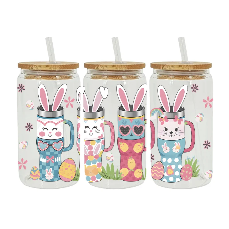 UV DTF Transfer Easter Theme For The 16oz Libbey Glasses Wraps Cup Can DIY Waterproof Easy To Use Decals D30483