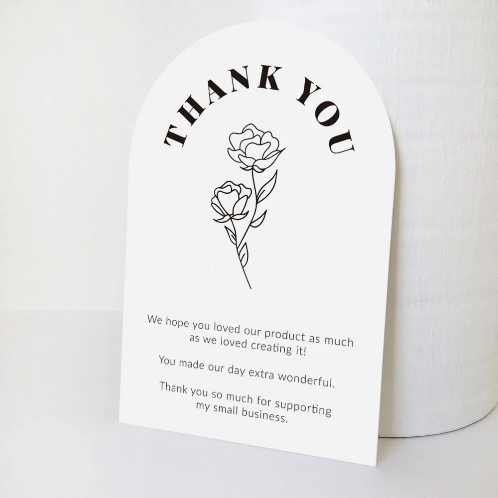 30Pcs 6*9CM White Pink Rose Flower Thank You Cards For Gift Box Package Wrapping Holiday Bakery Shop Small Businesses