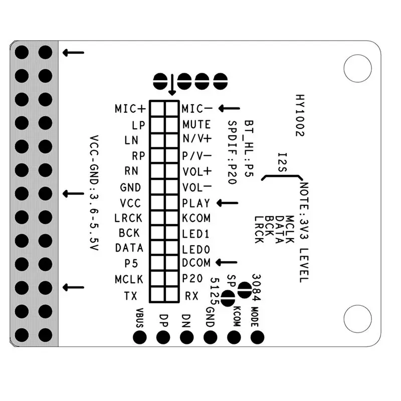 C-Convenient-QCC3034 블루투스 5.1 스테레오 오디오 모듈 I2S 출력 DC3.6-5.5V APTXHD 무손실 지원 SBC/AAC/APTX/APTXHD(Ca 포함)