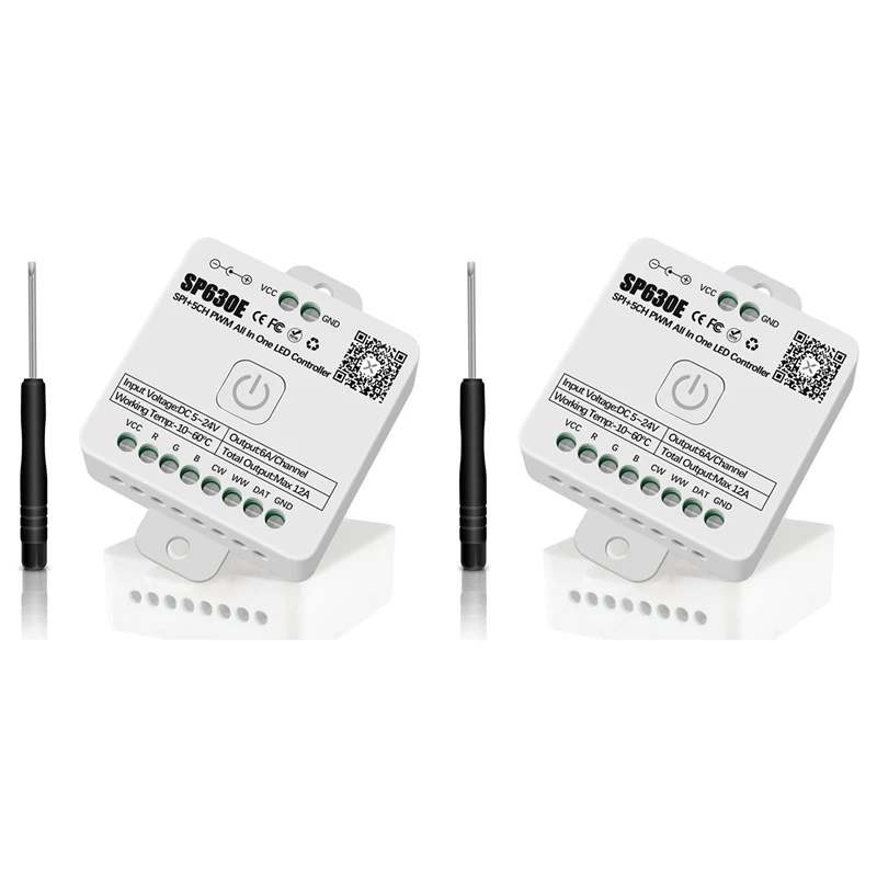 

2 шт., Bluetooth-контроллер SP630E с поддержкой PWM, одного цвета, CCT, RGB, RGBW, RGBCCT и SPI