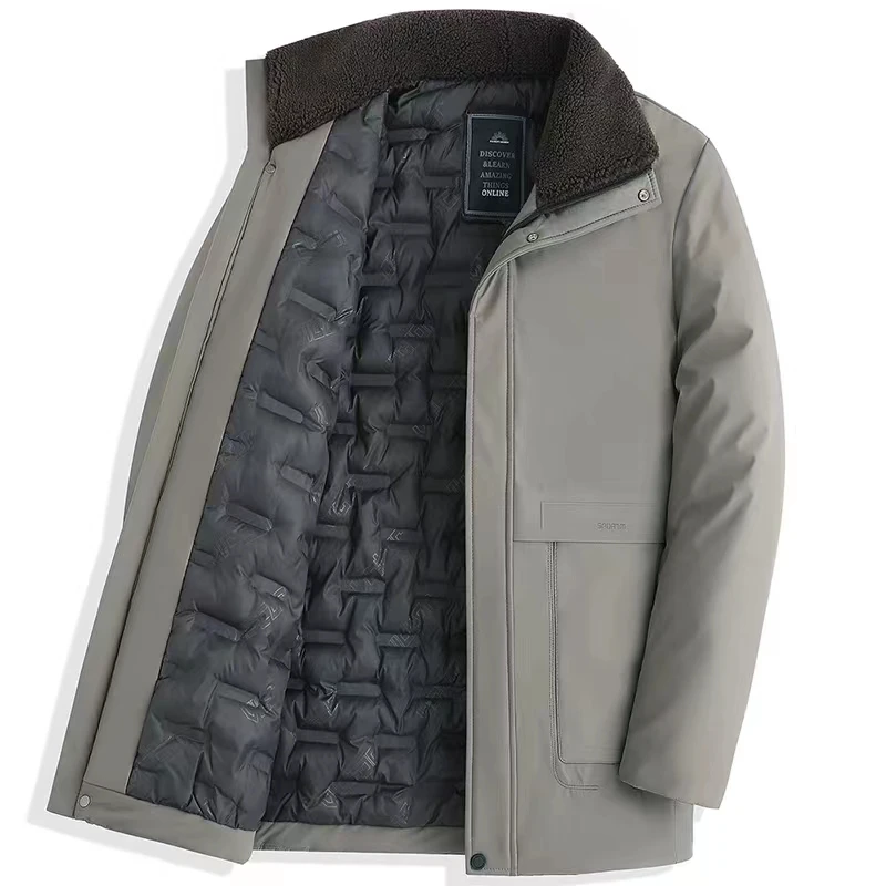 Men Cotton Jacket Winter Brand Parka Zipper Bomber Jacket Military Warm Thickened Solid Color Business Casual Coat