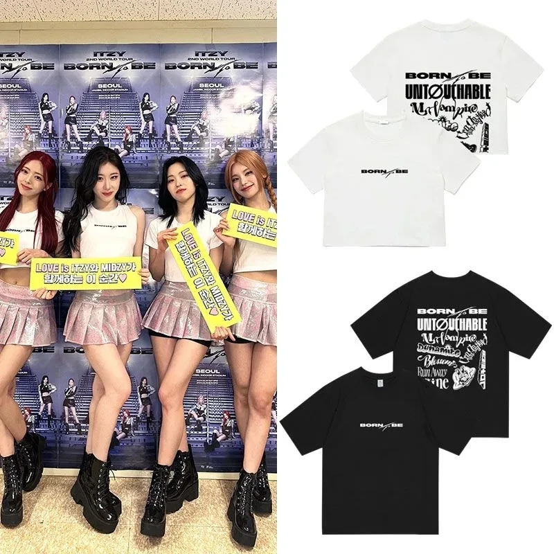 

Kpop ITZY BORN TO BE YEJI Lia RYUJIN YUNA 2024 O Neck Tops T Shirt Wednesday Tee Funny Casual Print Fashion T-Shirt Clothes