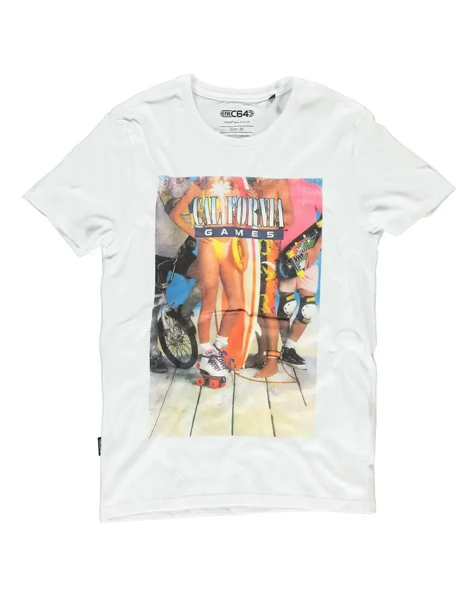 T-Shirt Bianca Ufficiale The C64 Commodore 64 California Games Print