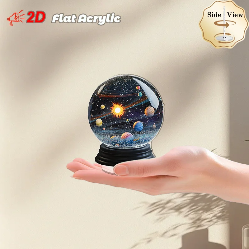 1Pc Universum Thema 2D Rotierenden Flugzeug Acryl Solar System Mini Globus Desktop Decor Ornament Zimmer Decor Astronomie Enthusiasten geschenk – Detail 9
