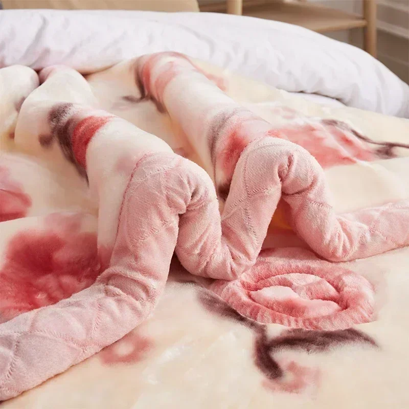 Warm Weighted Blankets for Beds Raschel Blanket for Winter Autumn Double Side Plush Comforter Quilt