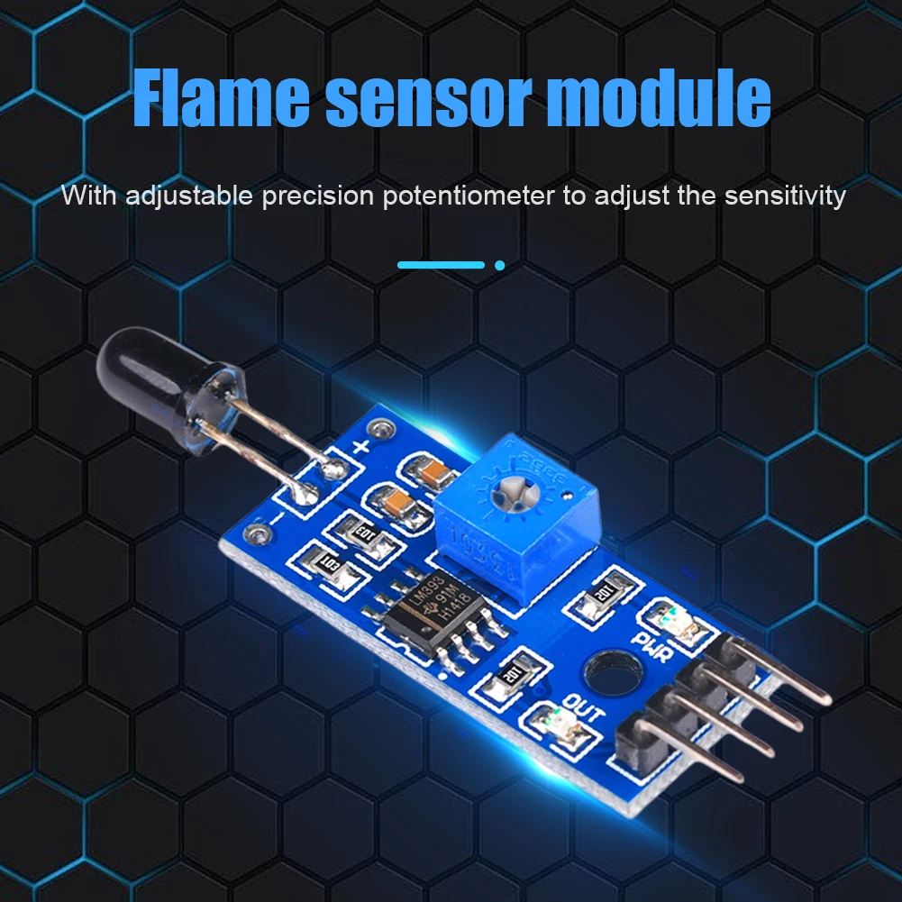 4 Pin IR Flame Detection Sensor Module Sensitivity Adjustable Fire ...