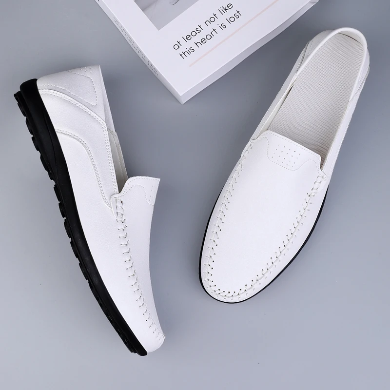 Split Leather Men Loafers Slip On Flats Casual Shoes For Men Moccasins Super Soft Men Footwear For Summer And Spring