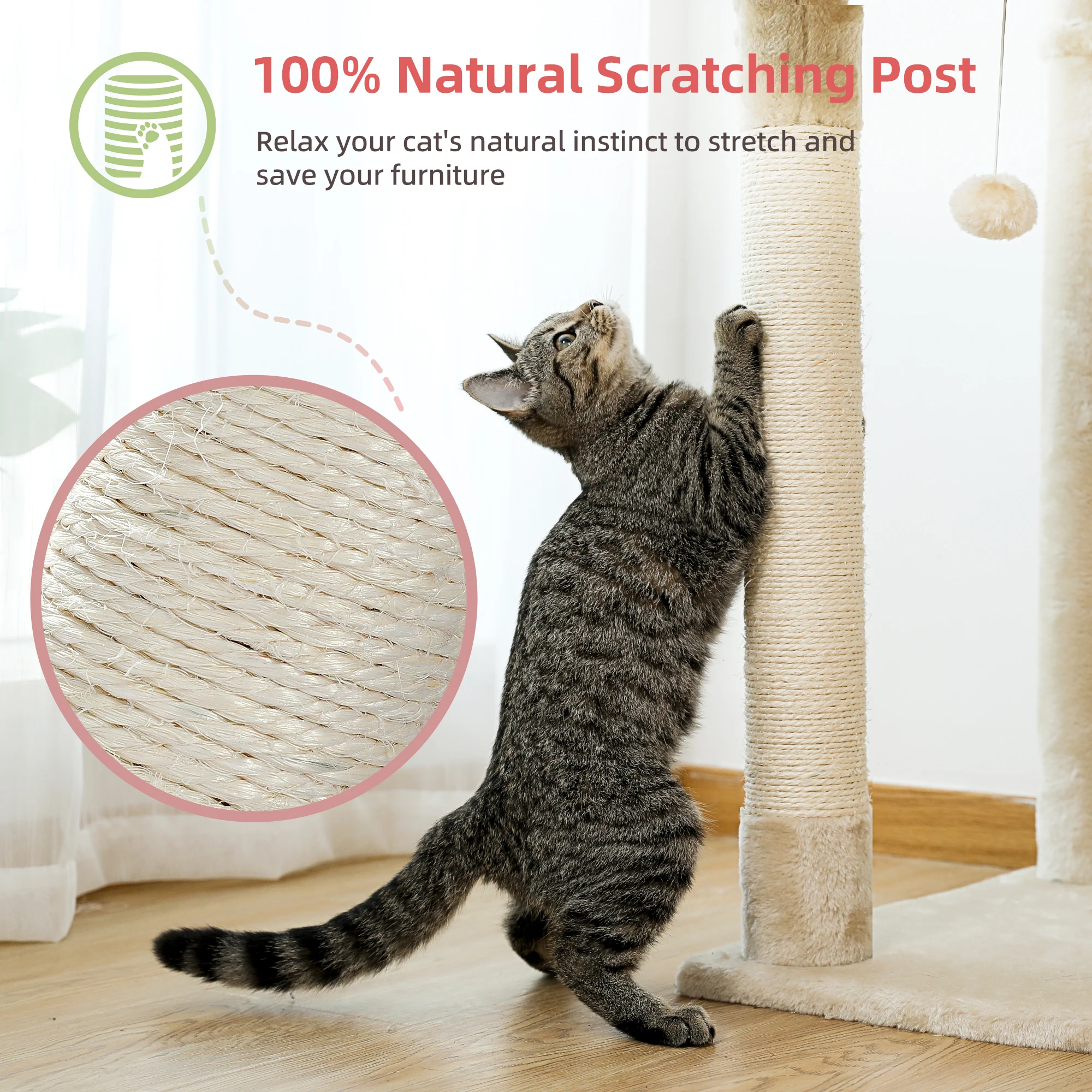 Title 16, Modern Adjustable Cat Tree Tower 236-258cm Tall...