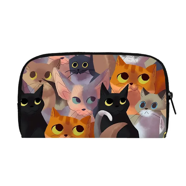Cartera Kawaii con estampado de gatitos y perros para mujer, bolsa de dinero informal para viaje, monedero largo plateado portátil, regalo -