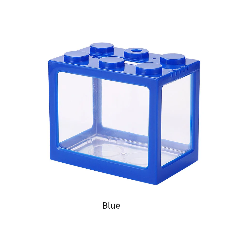 USB Interface Aquarium for Fish Tanks Building Block Small Fish Tank Stackable Seaweed Box Marimo Plastic LED Light Fishbowl 