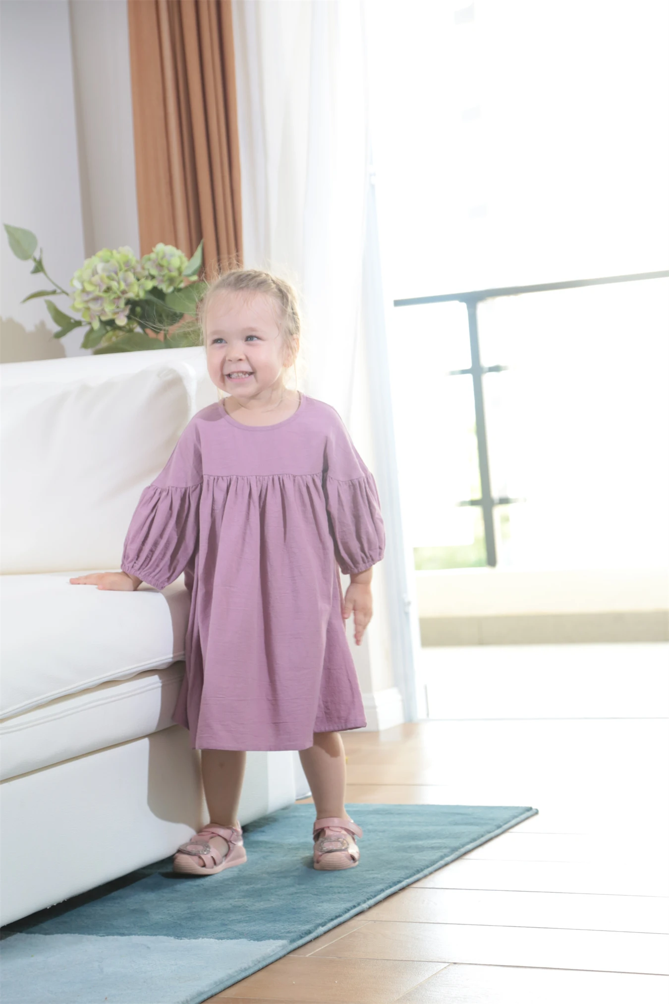 Girl's Cotton Linen Long Sleeve Dress Children's Fresh A-Line Dress Kids Clothing Autumn Style