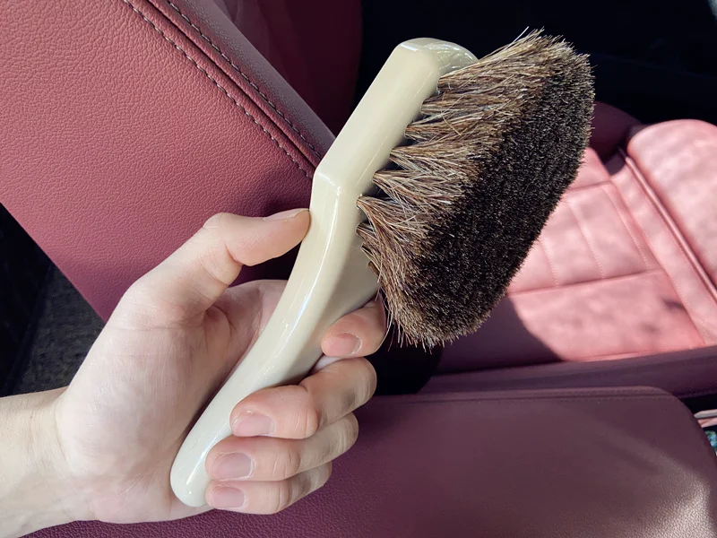 best wax for black cars Lucullan Long Handle Premium Select Soft Bristle Horse Hair Interior Leather, Seat,Fabric etc.Cleaning Brush car polishing wax