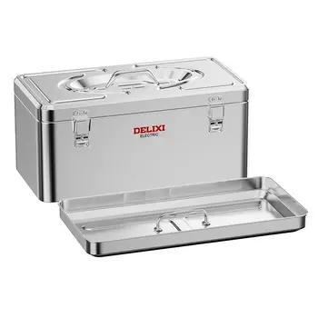 Cassetta degli attrezzi multifunzionale Cassetta degli attrezzi elettronica in acciaio inossidabile Organizzazione degli attrezzi Valigia Custodia rigida grande impermeabile portatile