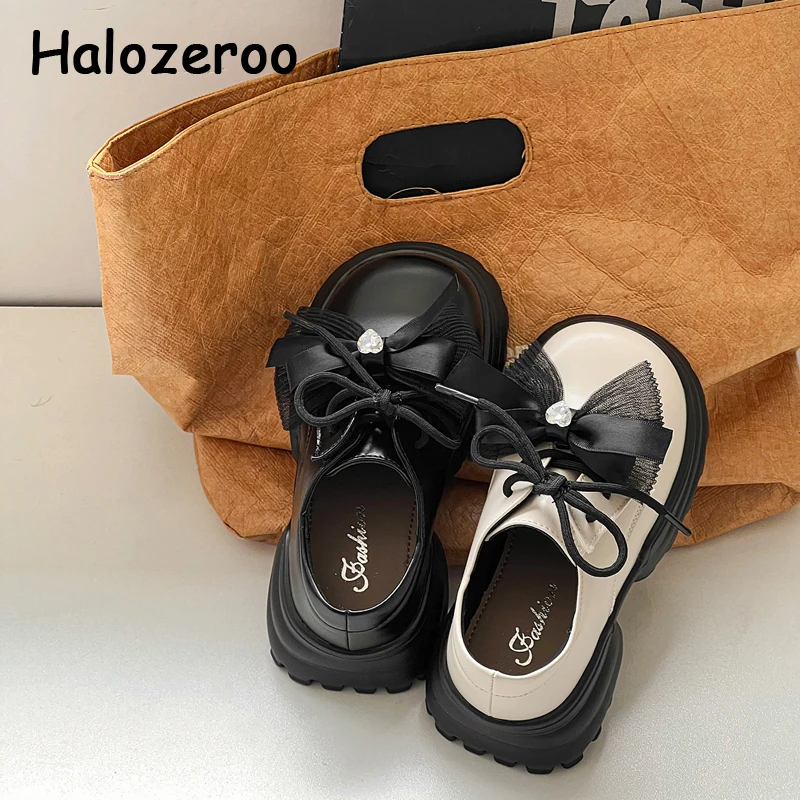 

New Kids Shoes Baby Girls Princess Shoes Children Bow Brand Flats Leather Fashion Oxford Black Platform Dress Shoes For Autumn