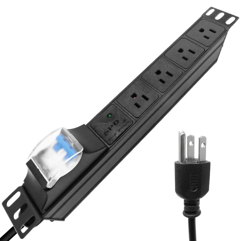 

Network Rack PDU Power Strip 4000W 4 US Socket 16A Circuit Breaker 2Meters Extension Cord Aluminium Alloy Shell