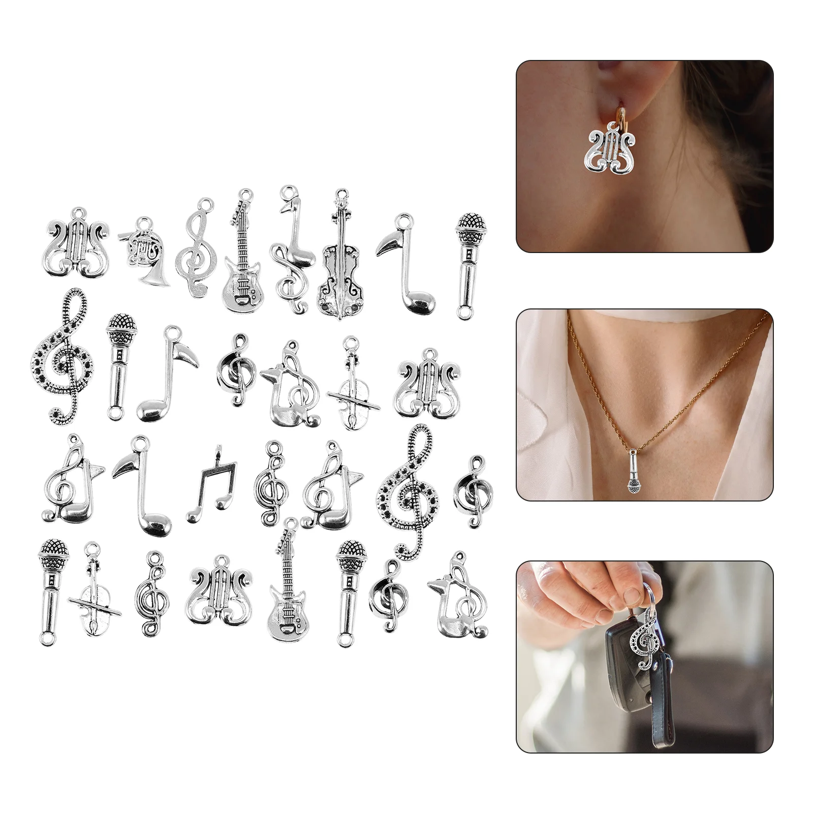 

70 Pcs Music Symbol Pendant Jewelry Making Accessories Charm Necklace Musical Instrument for DIY Alloy Note Charms Key Chain